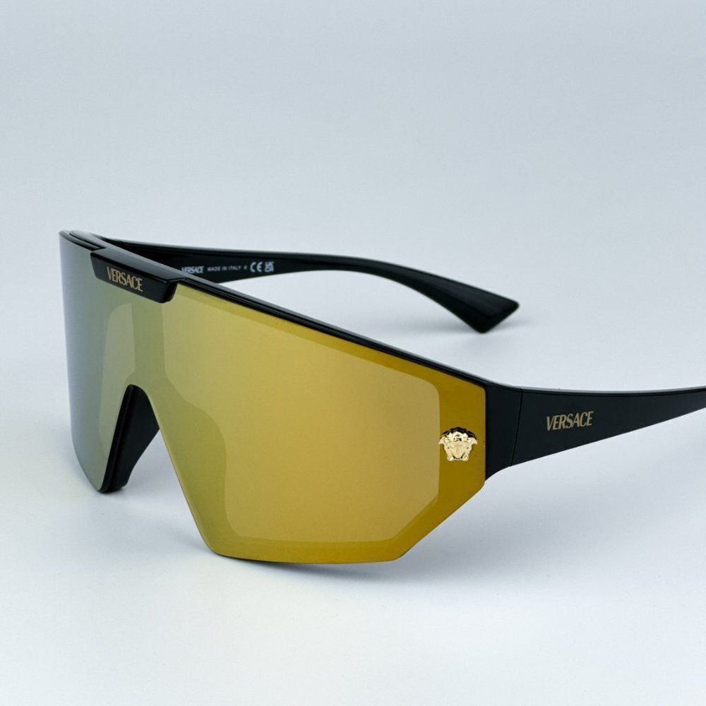 NEW Versace VE4461 GB1/87 Black Dark Grey Mirror Gold Detachable Lens Sunglasses - Picture 8 of 15